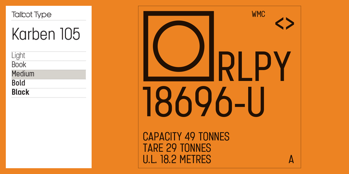 Karben 105 Light Oblique Font preview